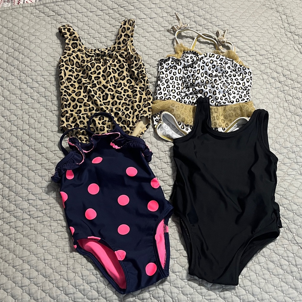 Leopard Print Kids One Piece Swimsuits